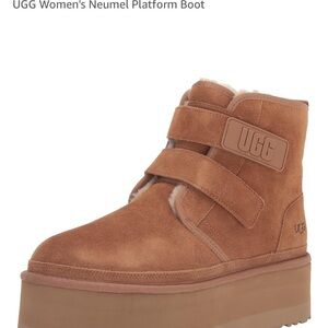 UGG Tan Platform Boots with Suede Upper and Rubber Sole